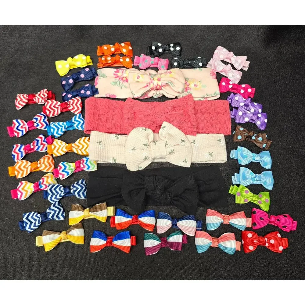 Headbands & Mini Ribbon Hairclip Bows Girl's Hair Accessories Children's